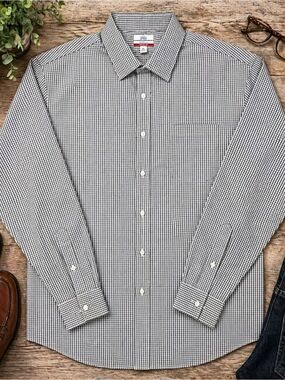 Croft & Barrow Gray Check Dress Shirt 18.5 36/37 Classic Fit